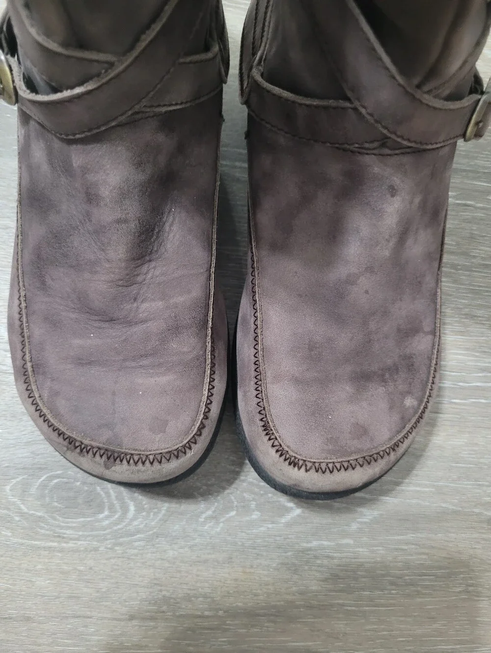 Mid Calf Suede Moccasin Style Boot Size 39 8.5 Fall Western Buckle Gorpcore